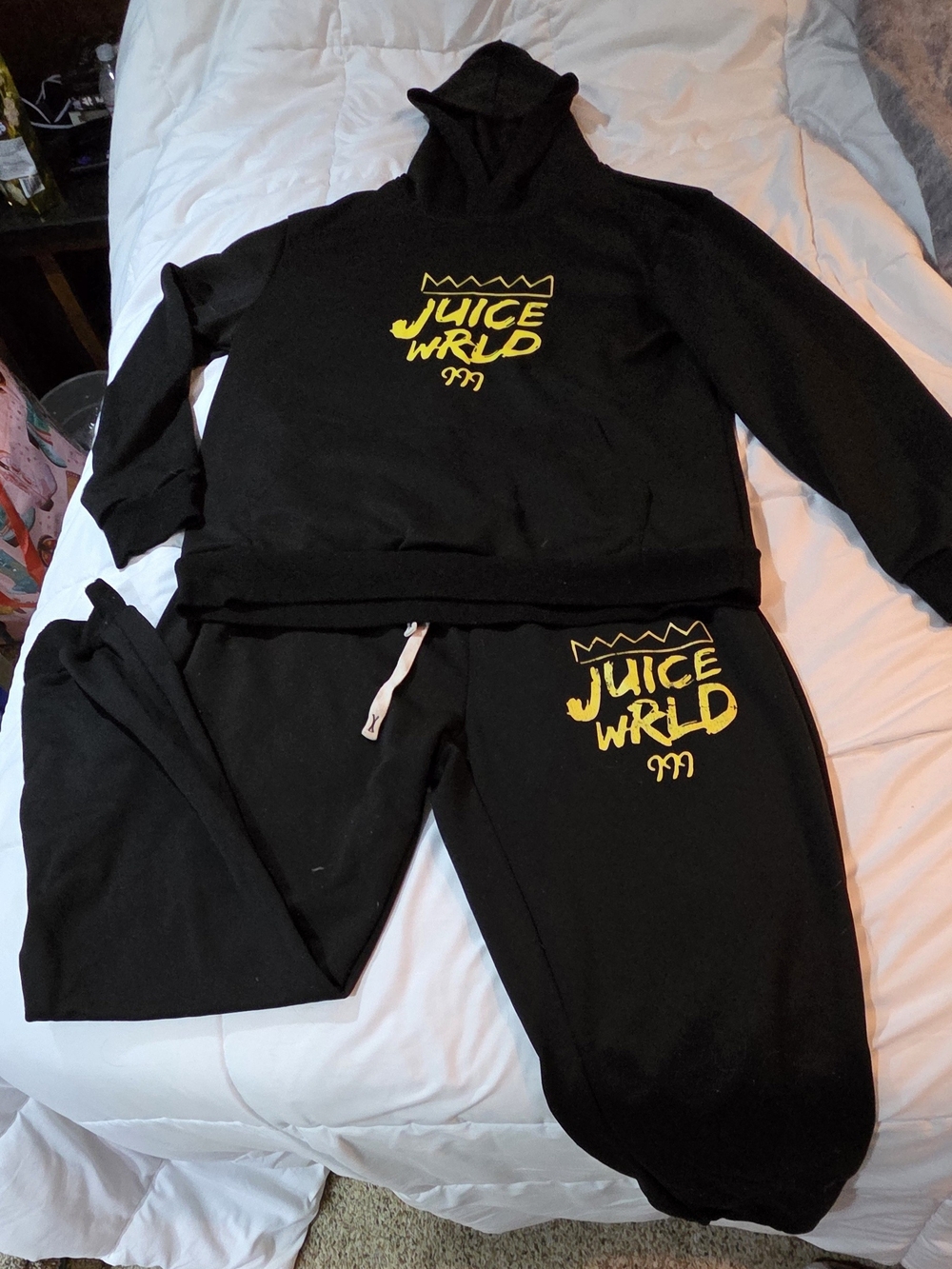 Juice WRLD Black Hoodie & Sweatpants Set with Yellow Graphic
